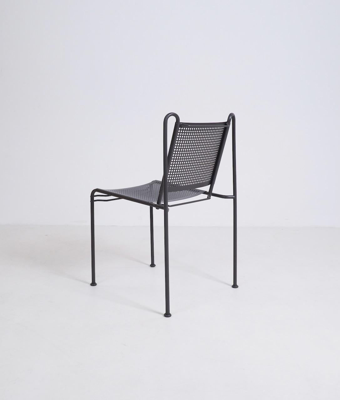 Post-Modern Perforated Steel Side Chair, circa 1970 For Sale