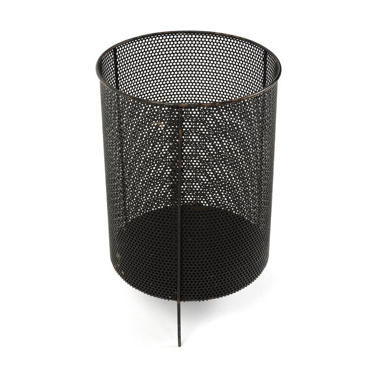 Perforated Steel Waste Basket by Mathieu Mategot at 1stDibs