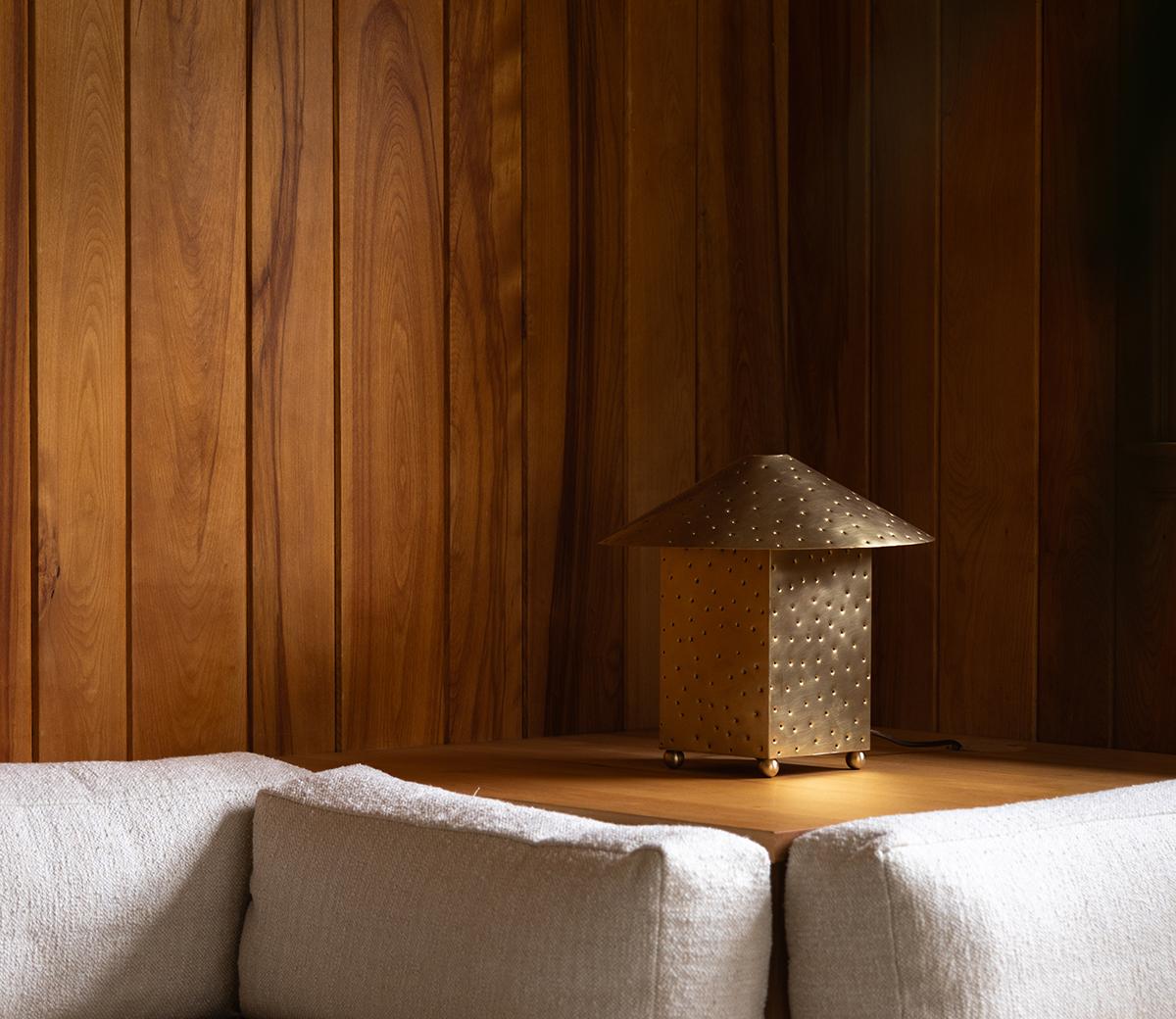 Perforated Unlacquered Brass Lin Table Lamp by Muhly Studio In New Condition For Sale In Brooklyn, NY