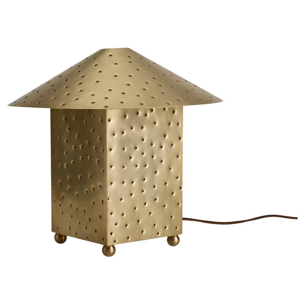 Perforated Unlacquered Brass Lin Table Lamp by Muhly Studio For Sale