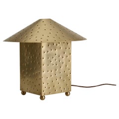 Perforated Unlacquered Brass Lin Table Lamp by Muhly Studio