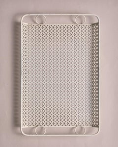 Perforated white metal tray, Mathieu Matégot, 1950s