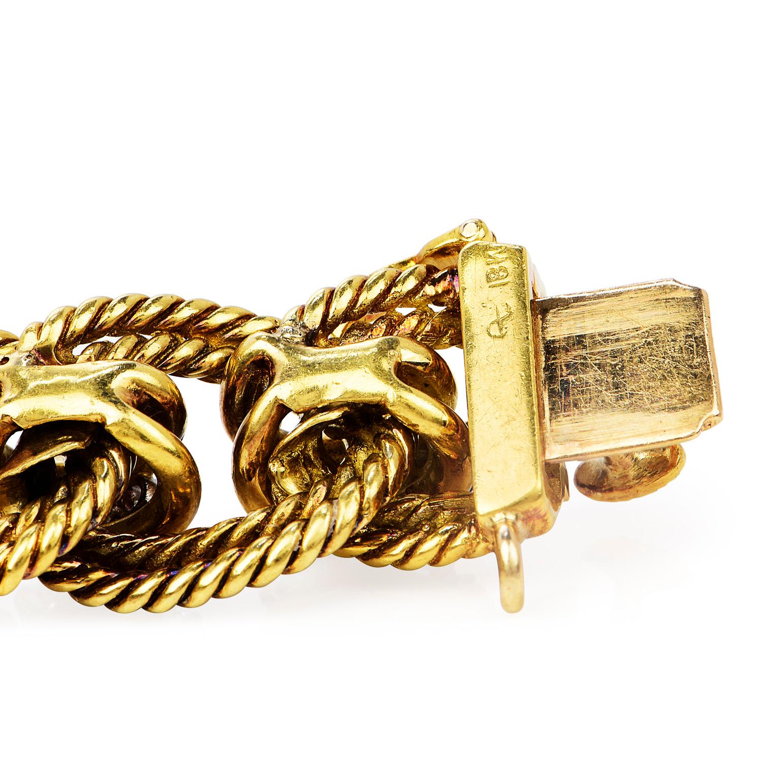 Women's or Men's Performance Part Designer Diamond Sapphire 18K Gold Vintage Links Bracelet