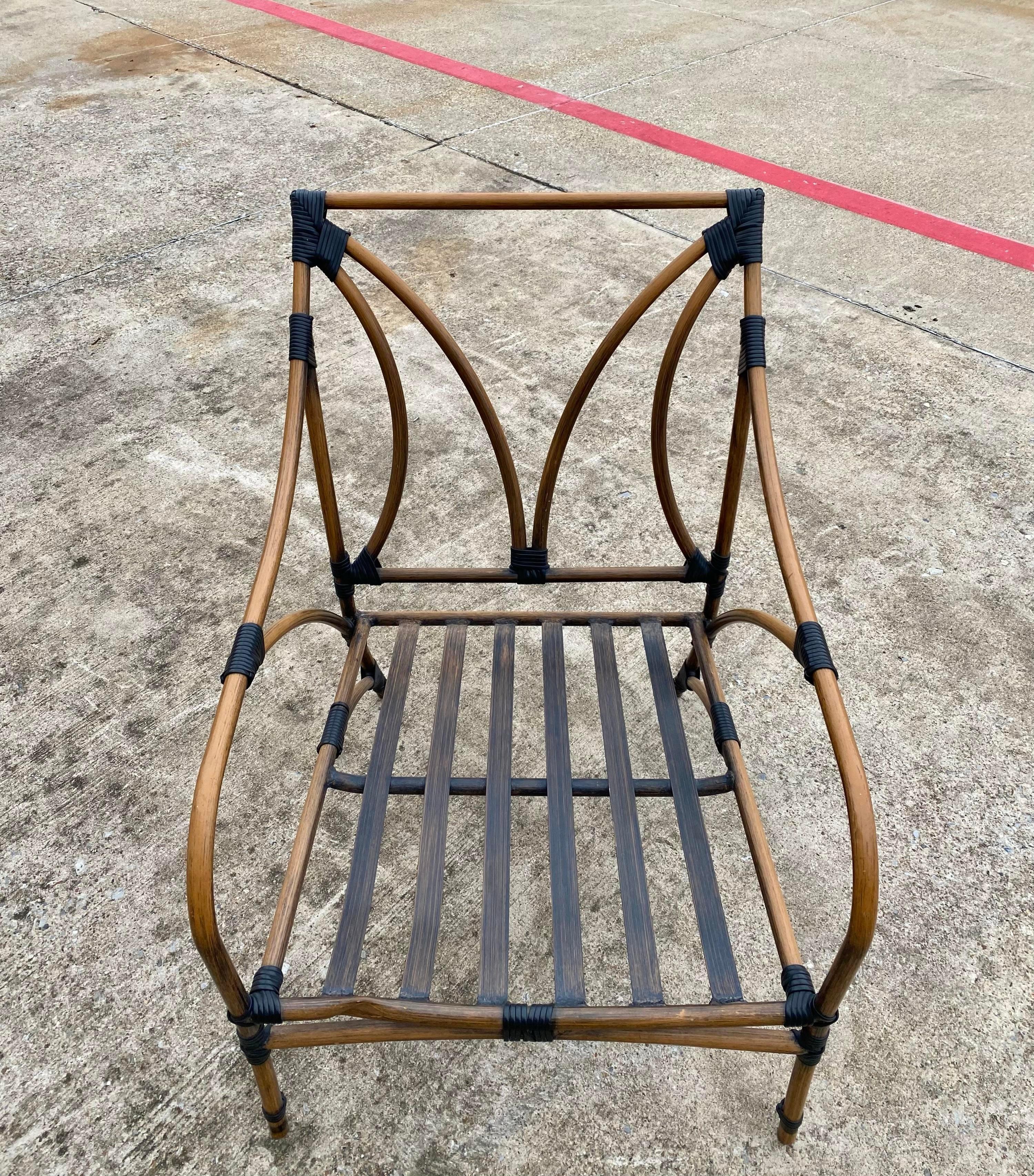 Performance Velvet Metal Faux Bamboo Lounge Chairs, A Pair For Sale 6