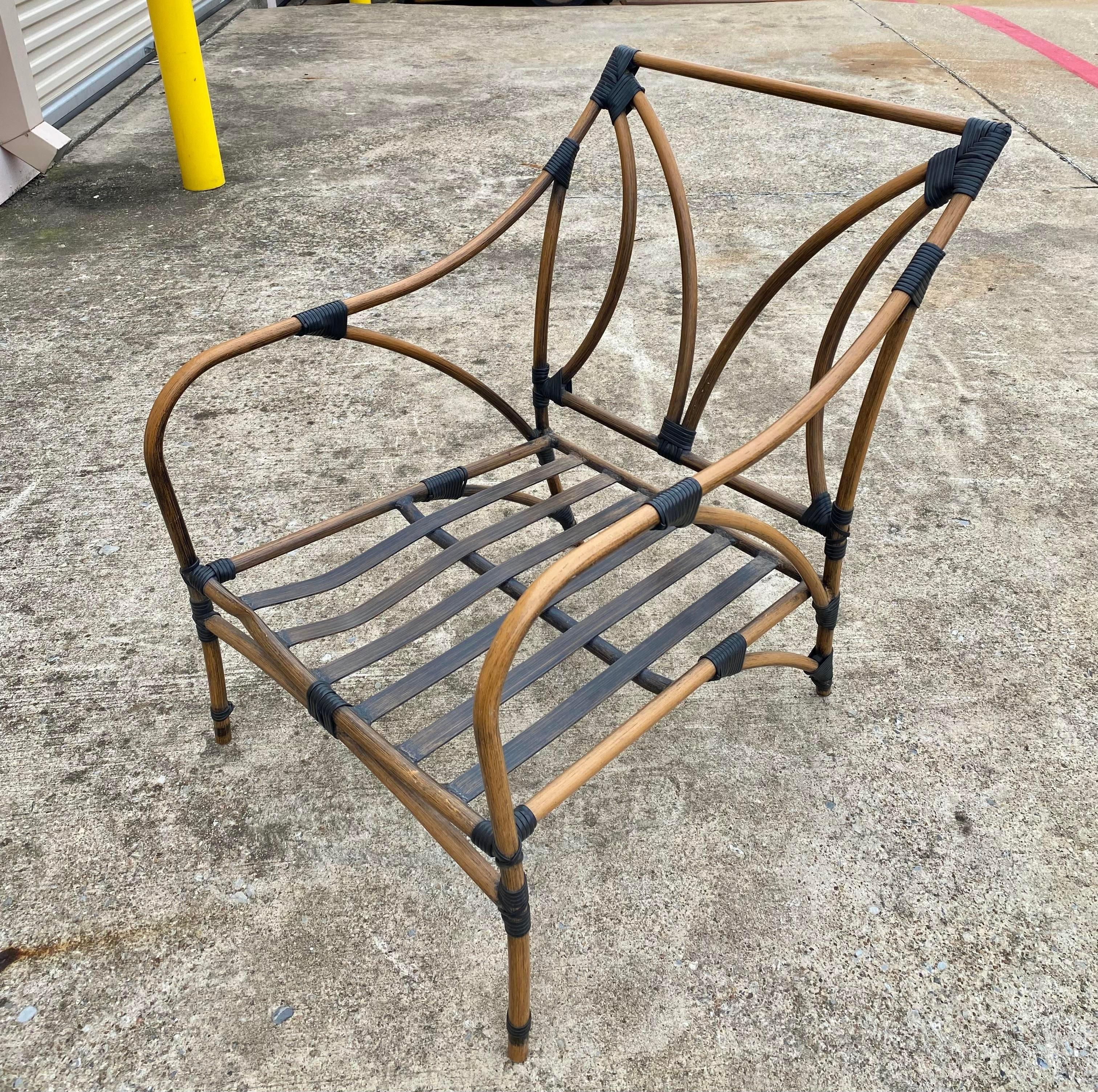 Performance Velvet Metal Faux Bamboo Lounge Chairs, A Pair For Sale 7