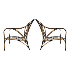 Pareja de tumbonas Performance de metal aterciopelado y bambú sintético