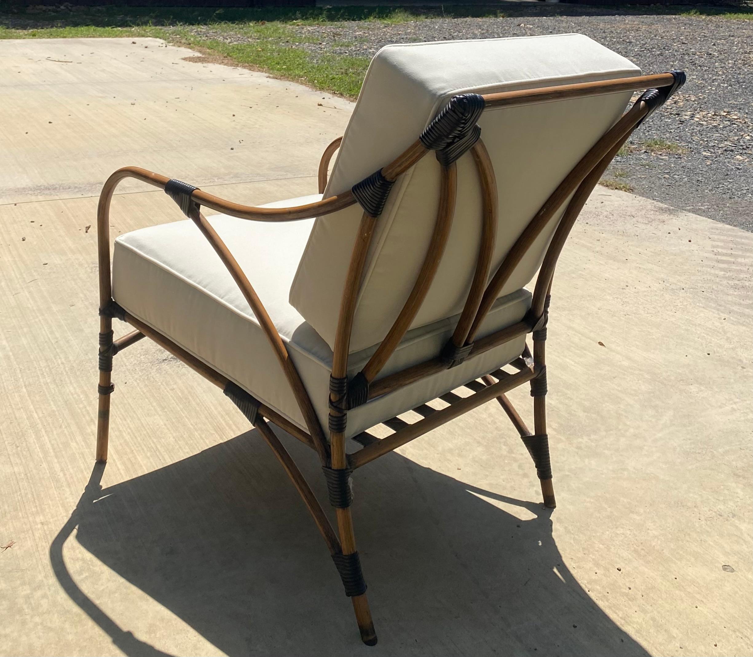 Campaign Performance Velvet Metal Faux Bamboo Lounge Chairs, A Pair For Sale