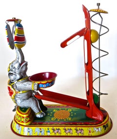Performing Circus Elephant Wind Up Tin Toy, Germany U.S. Zone, circa 1940s