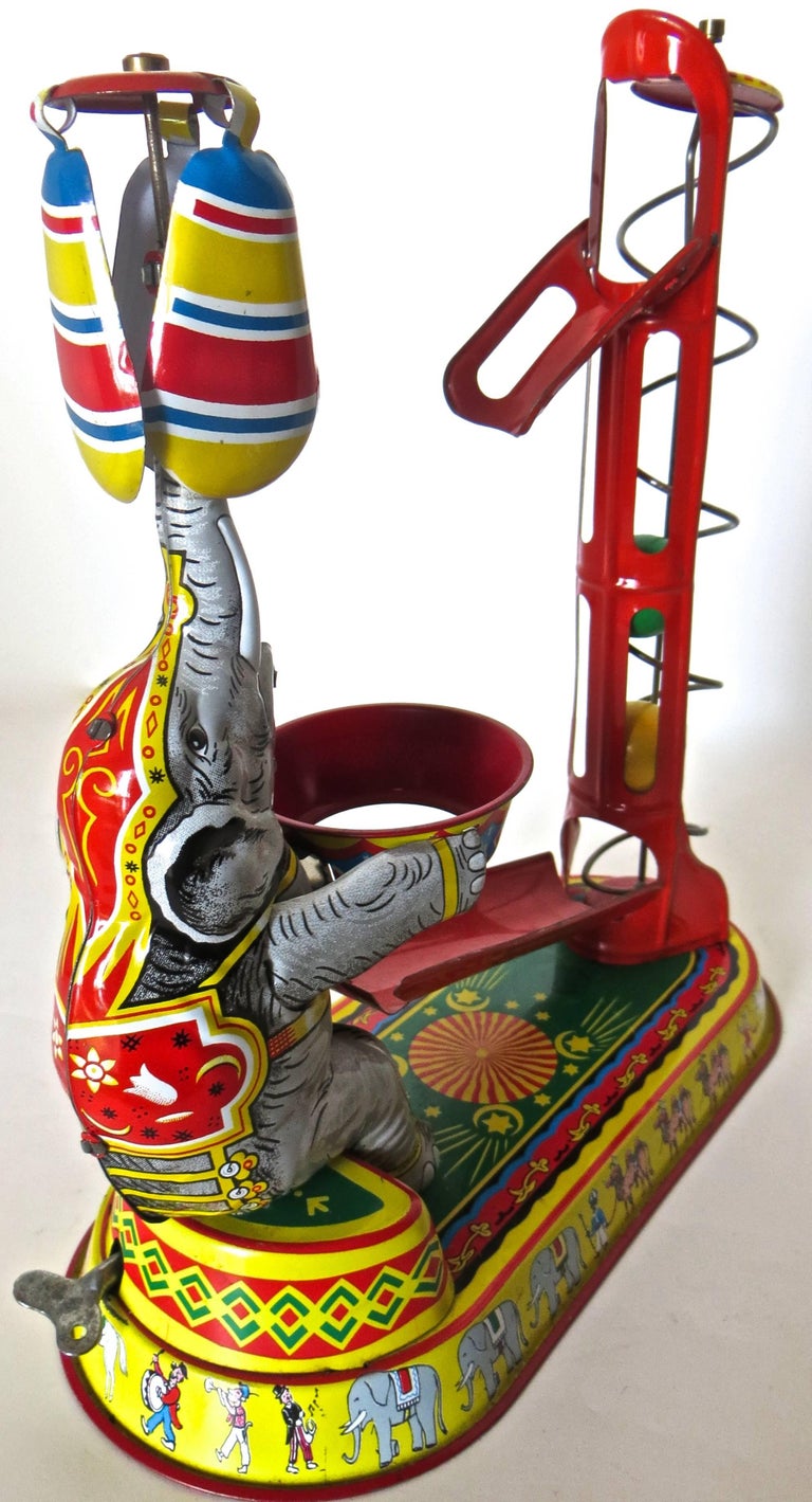 Performing Circus Elephant Wind Up Tin Toy, Germany U.S. Zone, circa