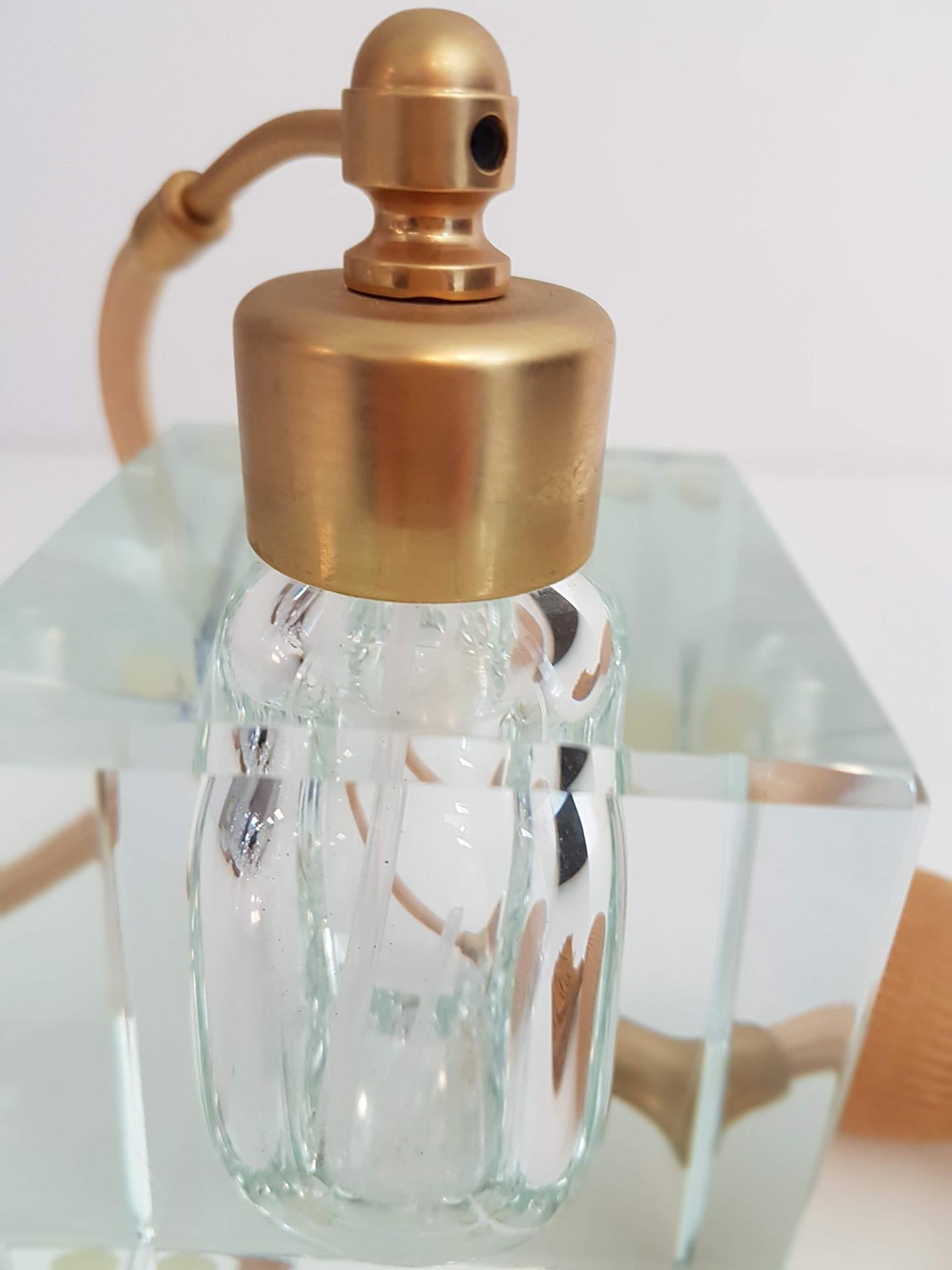 Czech Perfume Bottle Gilt Brass and Glass by Moser
