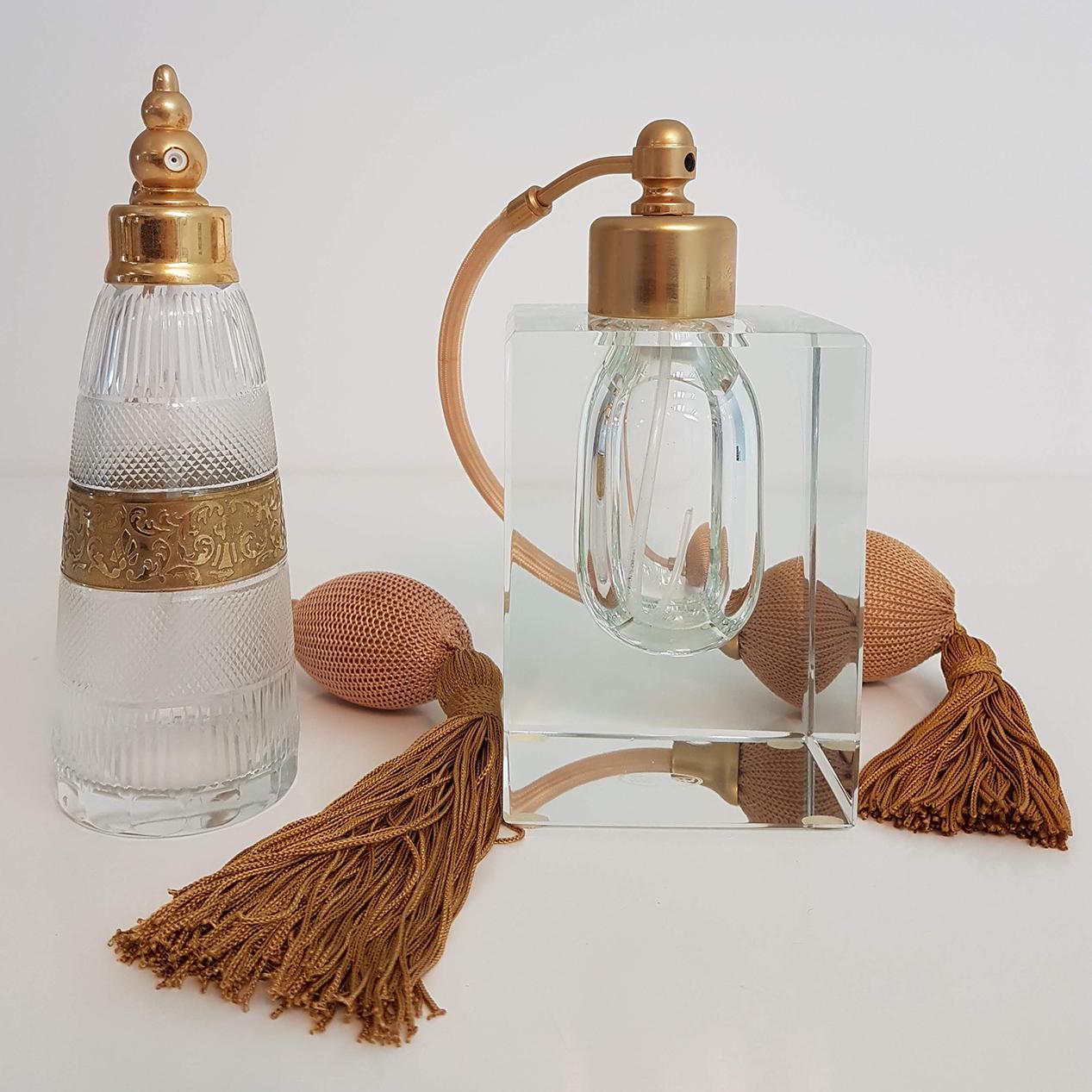 Late 20th Century Perfume Bottle Gilt Brass and Glass by Moser