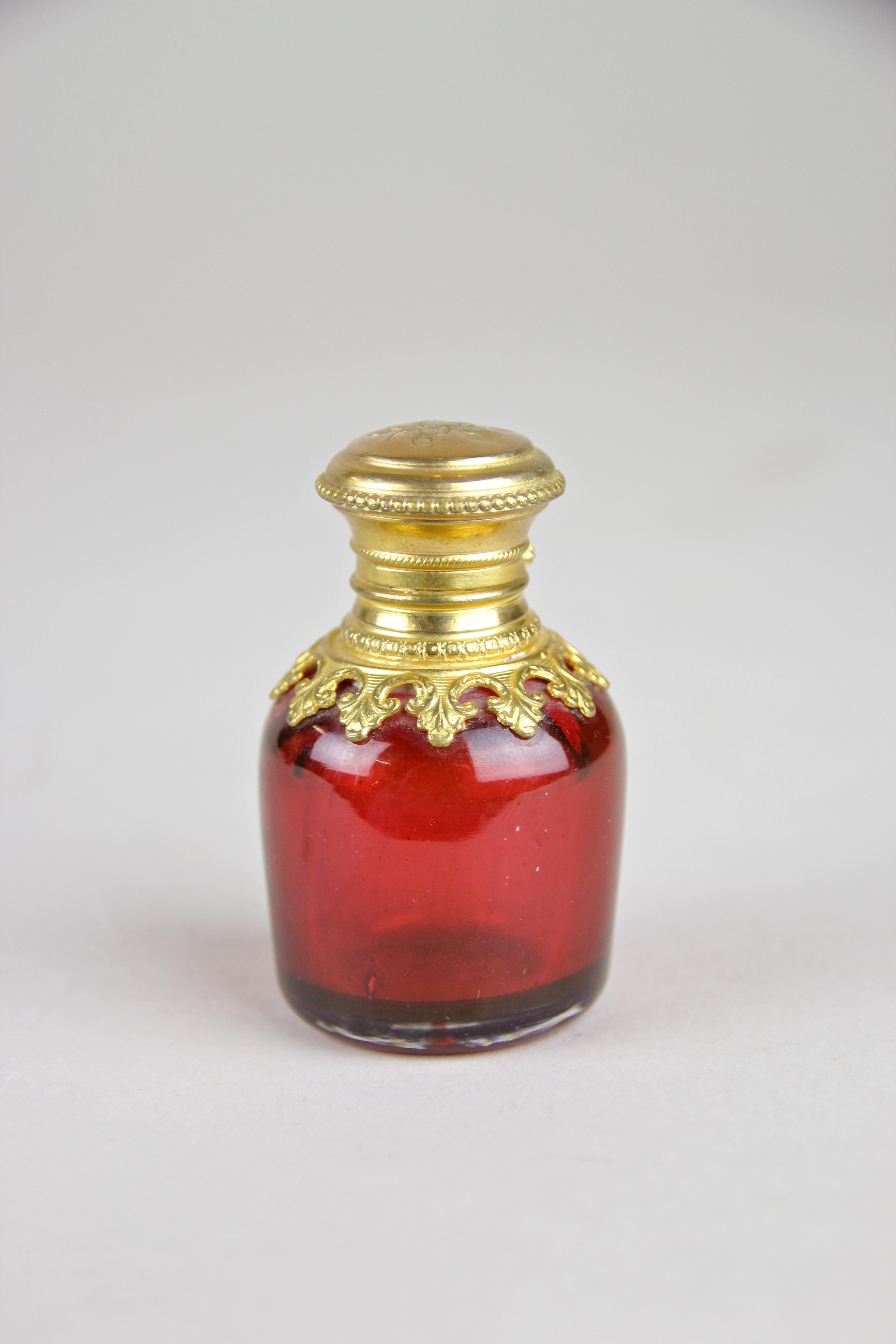 Perfume Bottle in Chiselled Brass Goblin Rarity, France, circa 1870 4