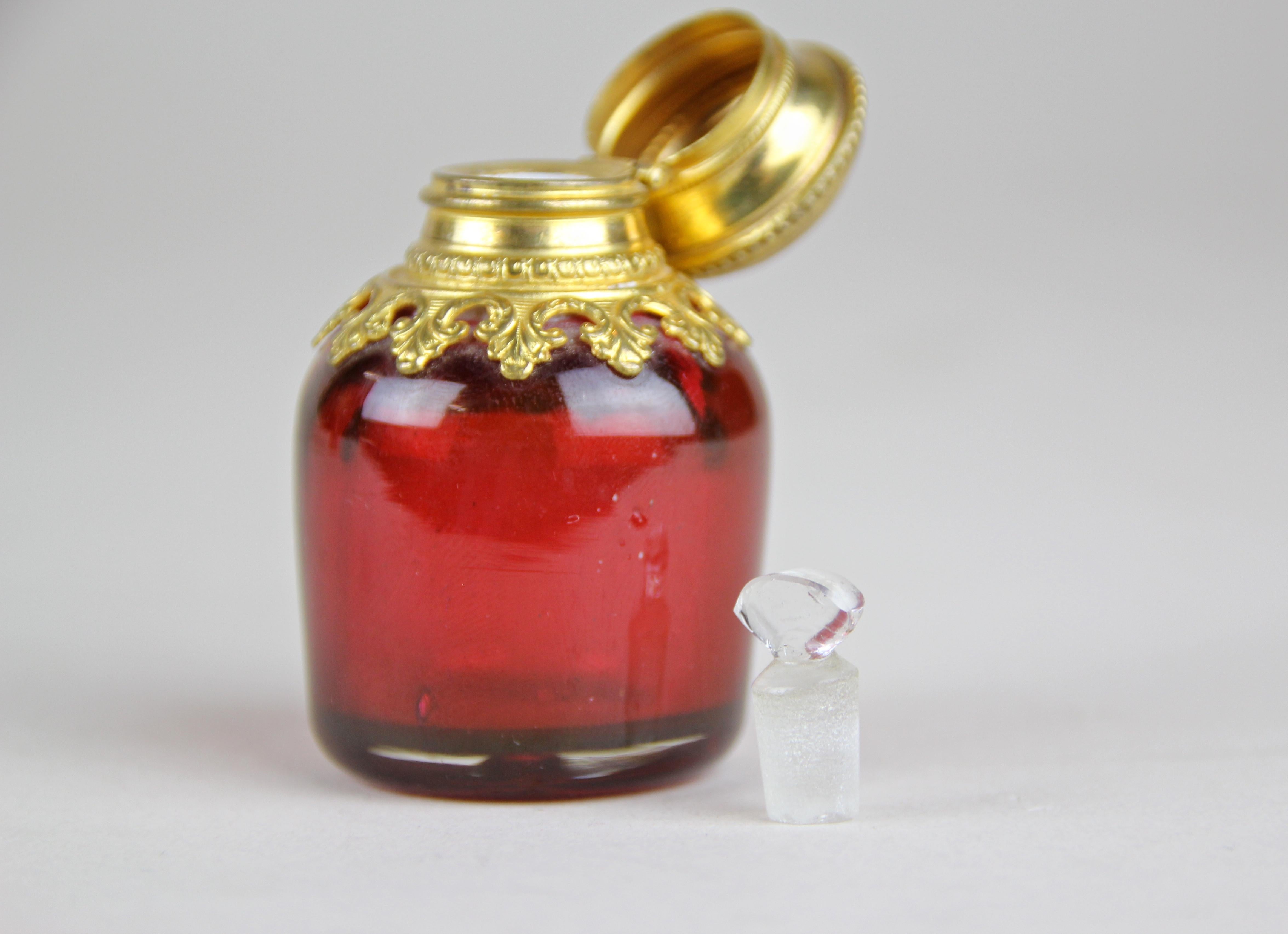 Perfume Bottle in Chiselled Brass Goblin Rarity, France, circa 1870 6