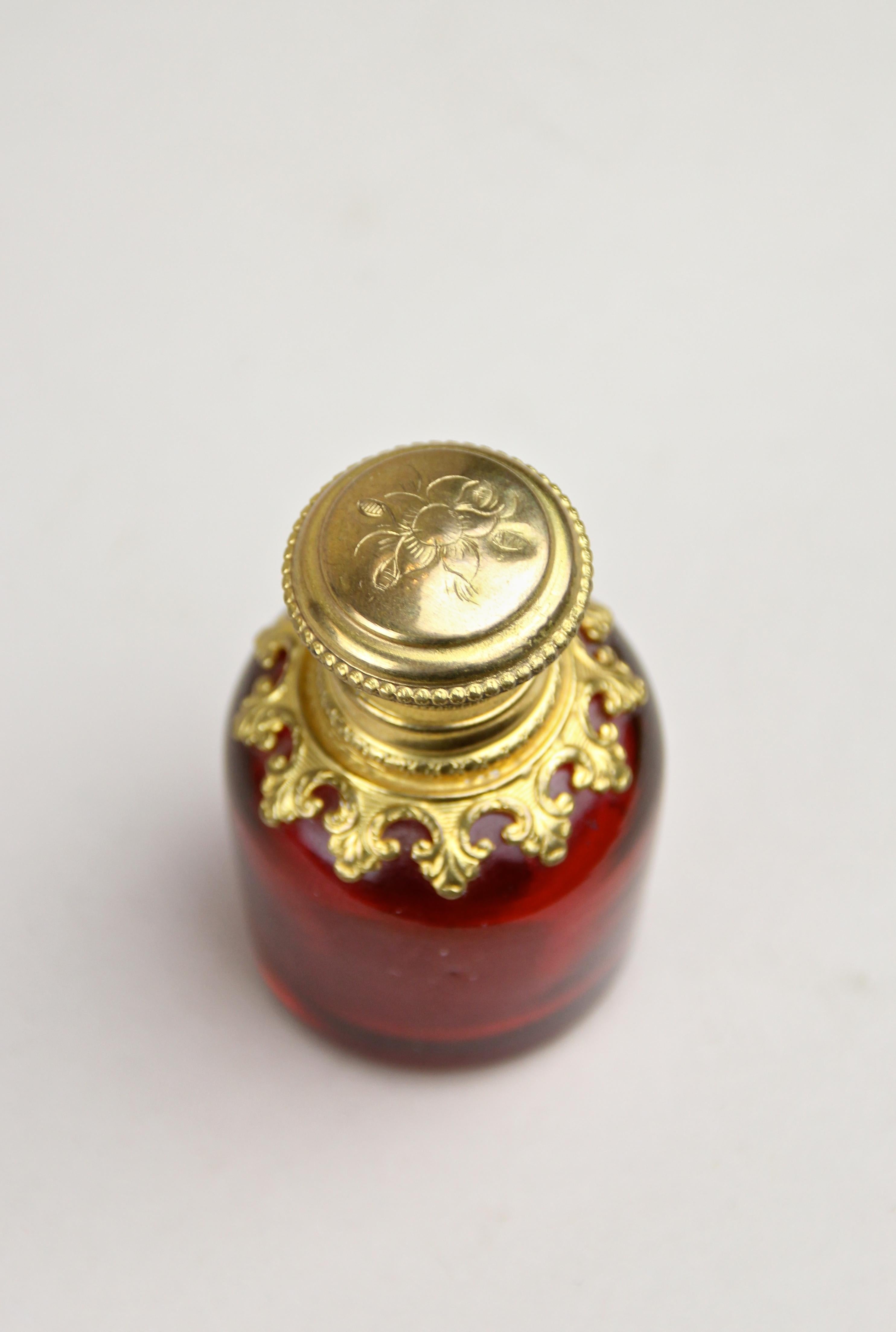 Perfume Bottle in Chiselled Brass Goblin Rarity, France, circa 1870 7