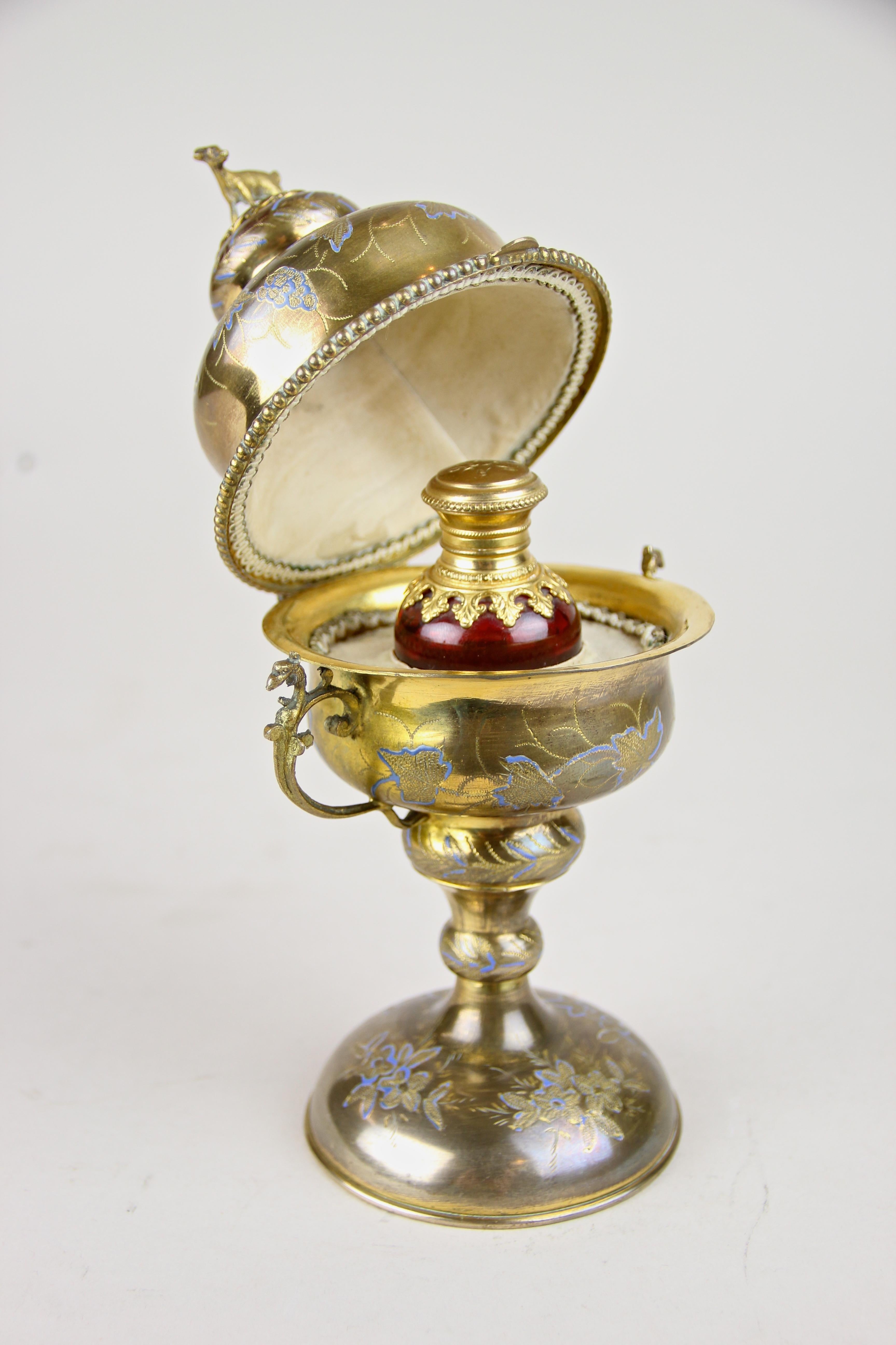 Perfume Bottle in Chiselled Brass Goblin Rarity, France, circa 1870 8