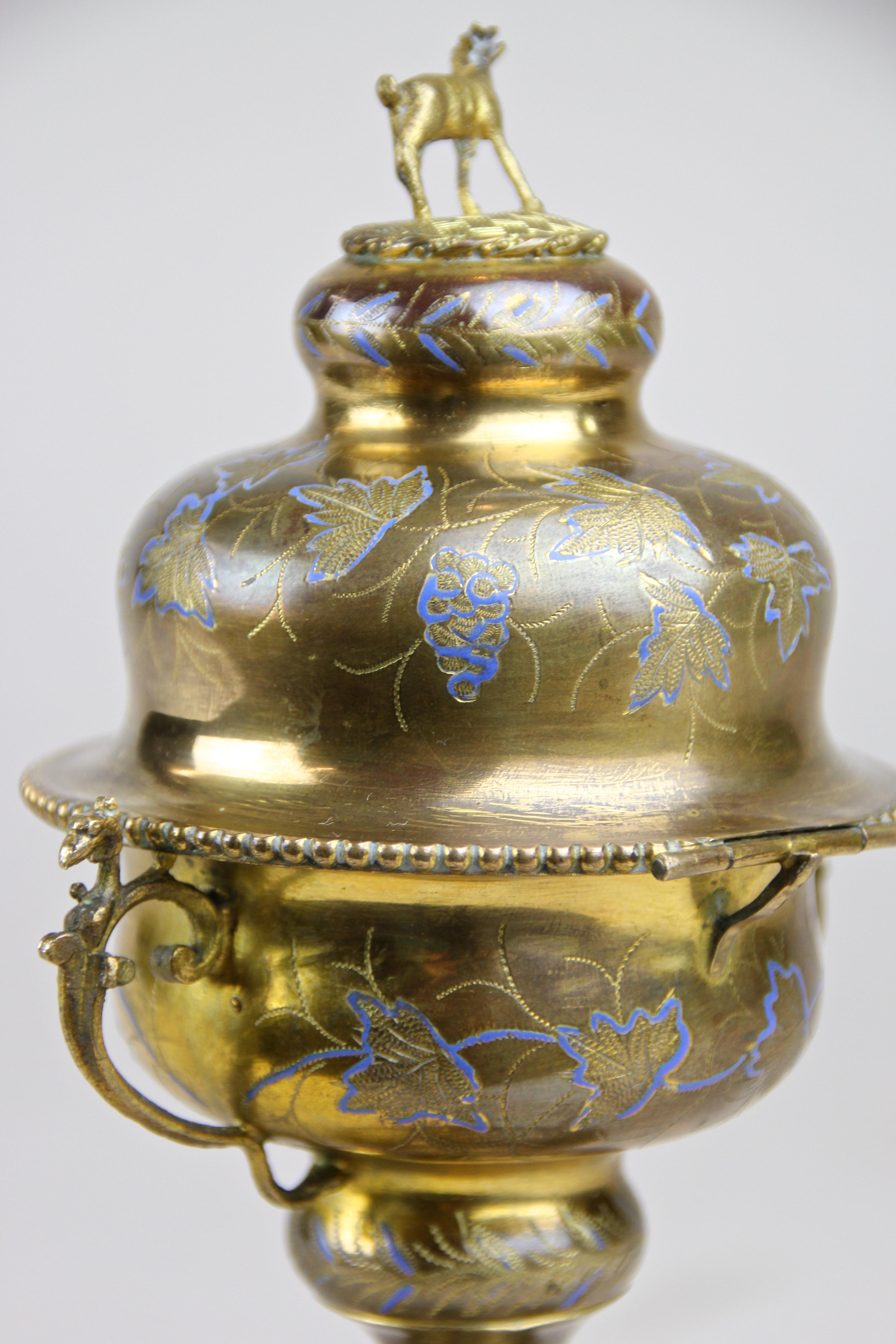Perfume Bottle in Chiselled Brass Goblin Rarity, France, circa 1870 11