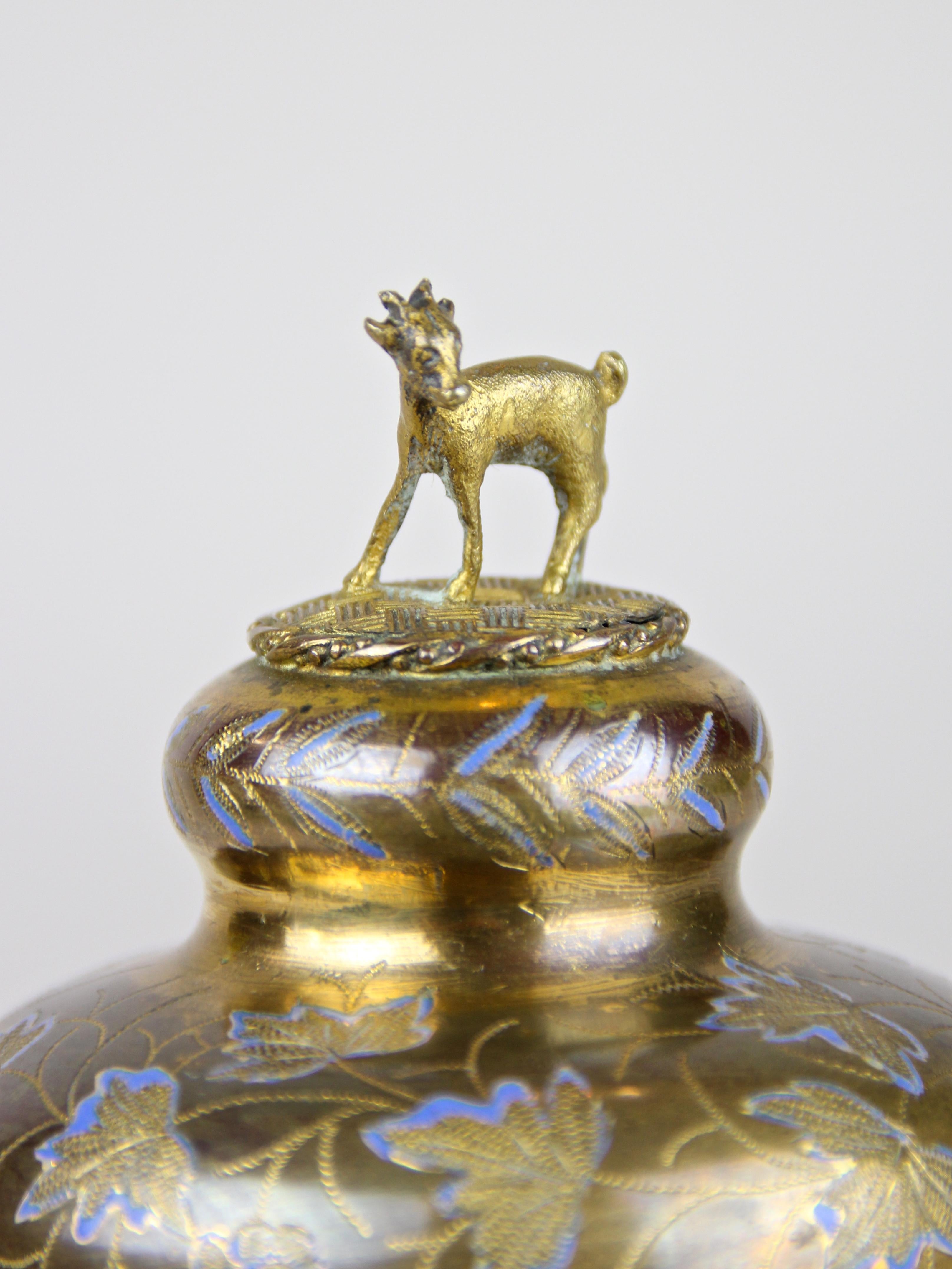 French Perfume Bottle in Chiselled Brass Goblin Rarity, France, circa 1870