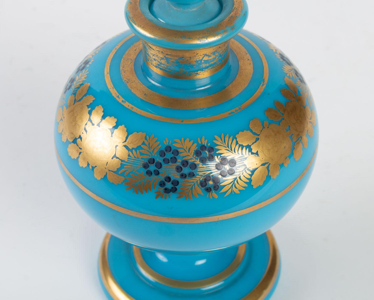 Parfümflasche aus türkisblauem Opal (Vergoldet)