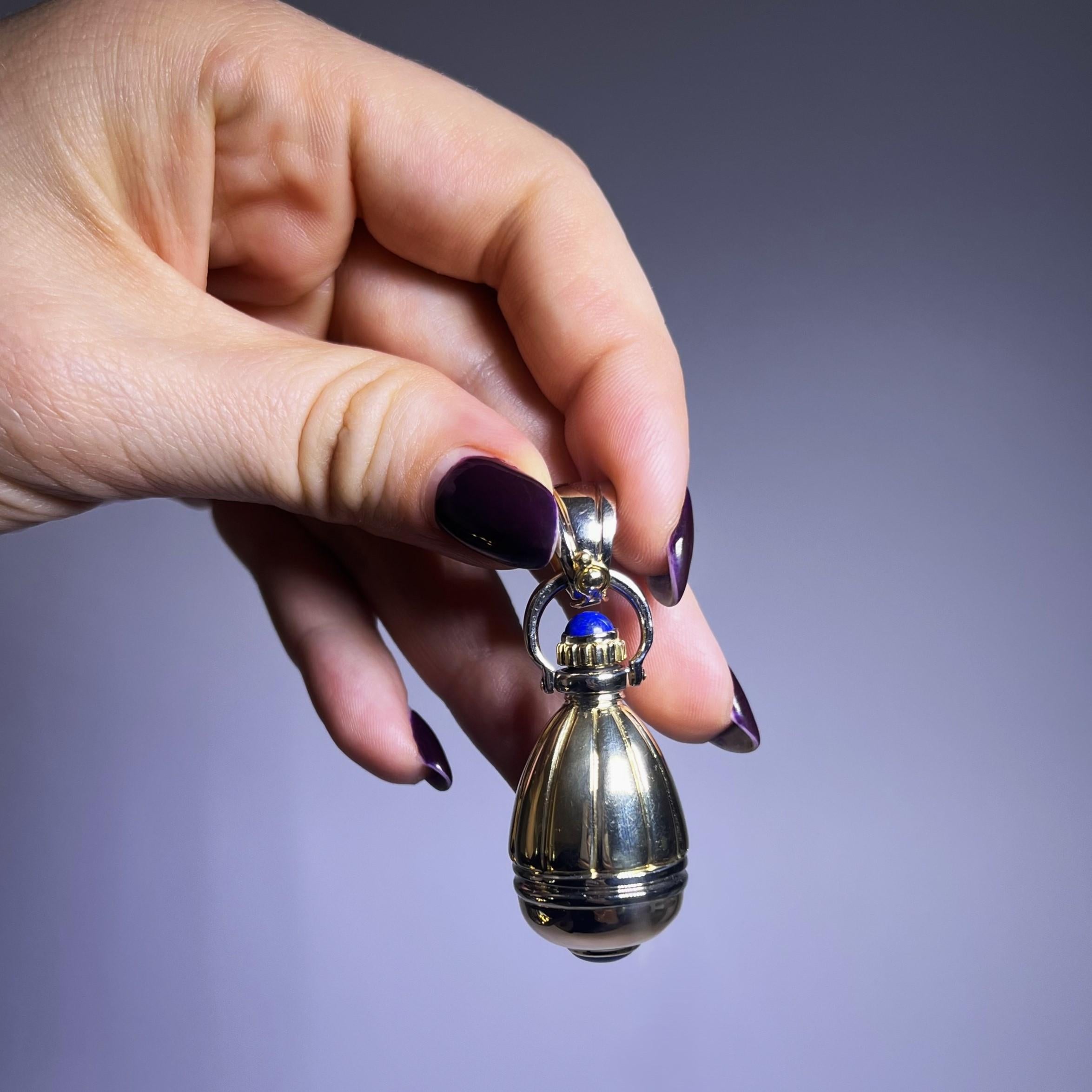 Women's or Men's Perfume Bottle with Lapis Lazuli in 18 Karat Yellow Gold