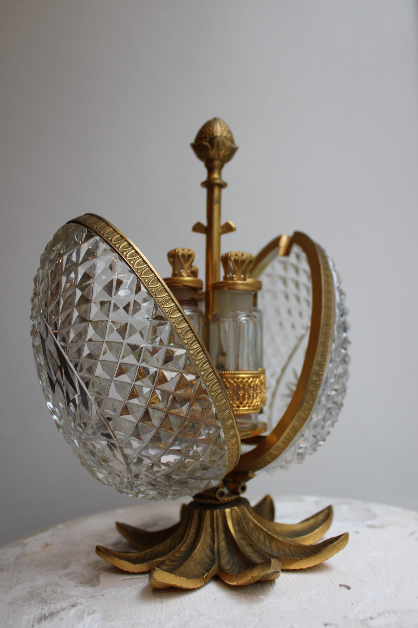 Perfume Box, in Crystal and Gilded Brass, 20th Century For Sale 8
