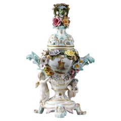 Perfume burner in polychrome porcelain from the Meissen manufacture