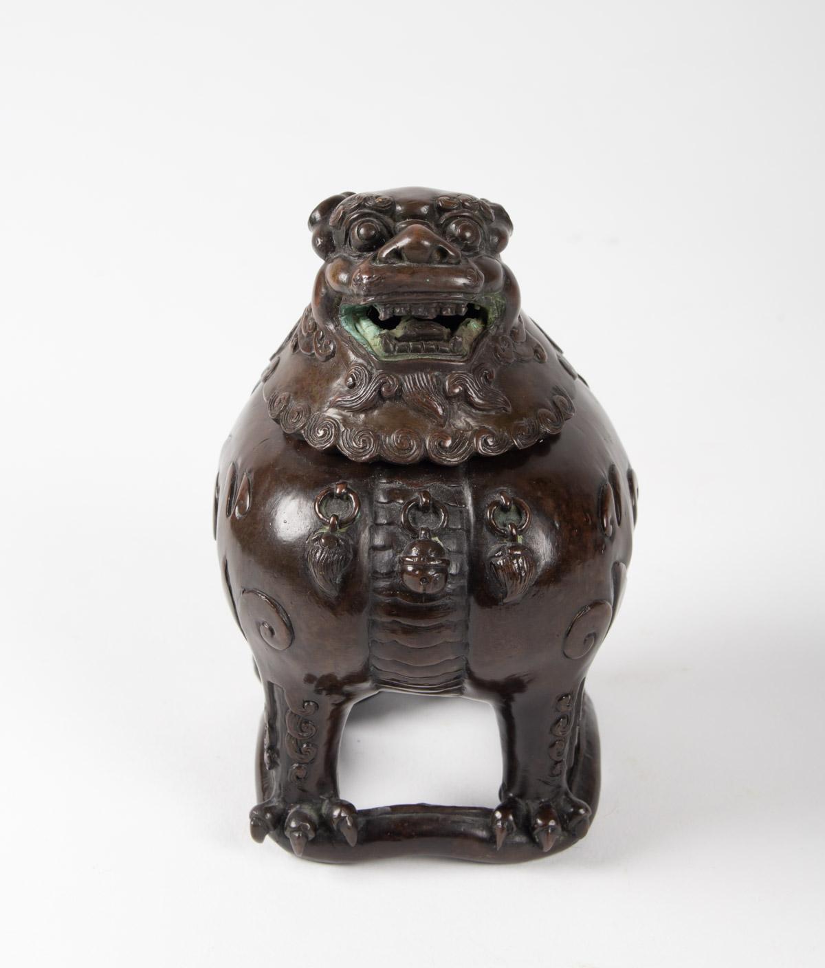 Chinese Bronze Bixie-Form Two-Section Censer 1