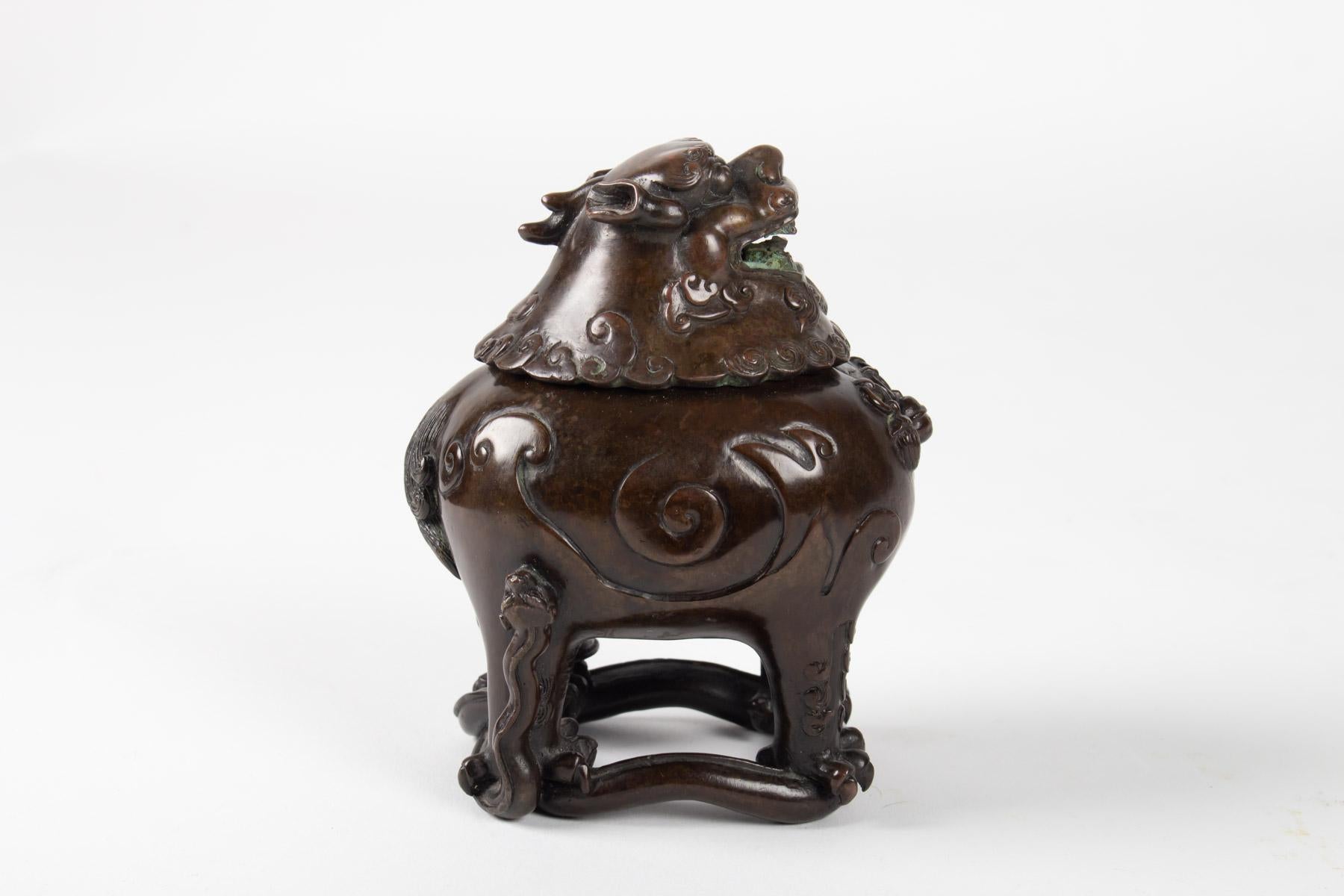 Chinese Bronze Bixie-Form Two-Section Censer 2