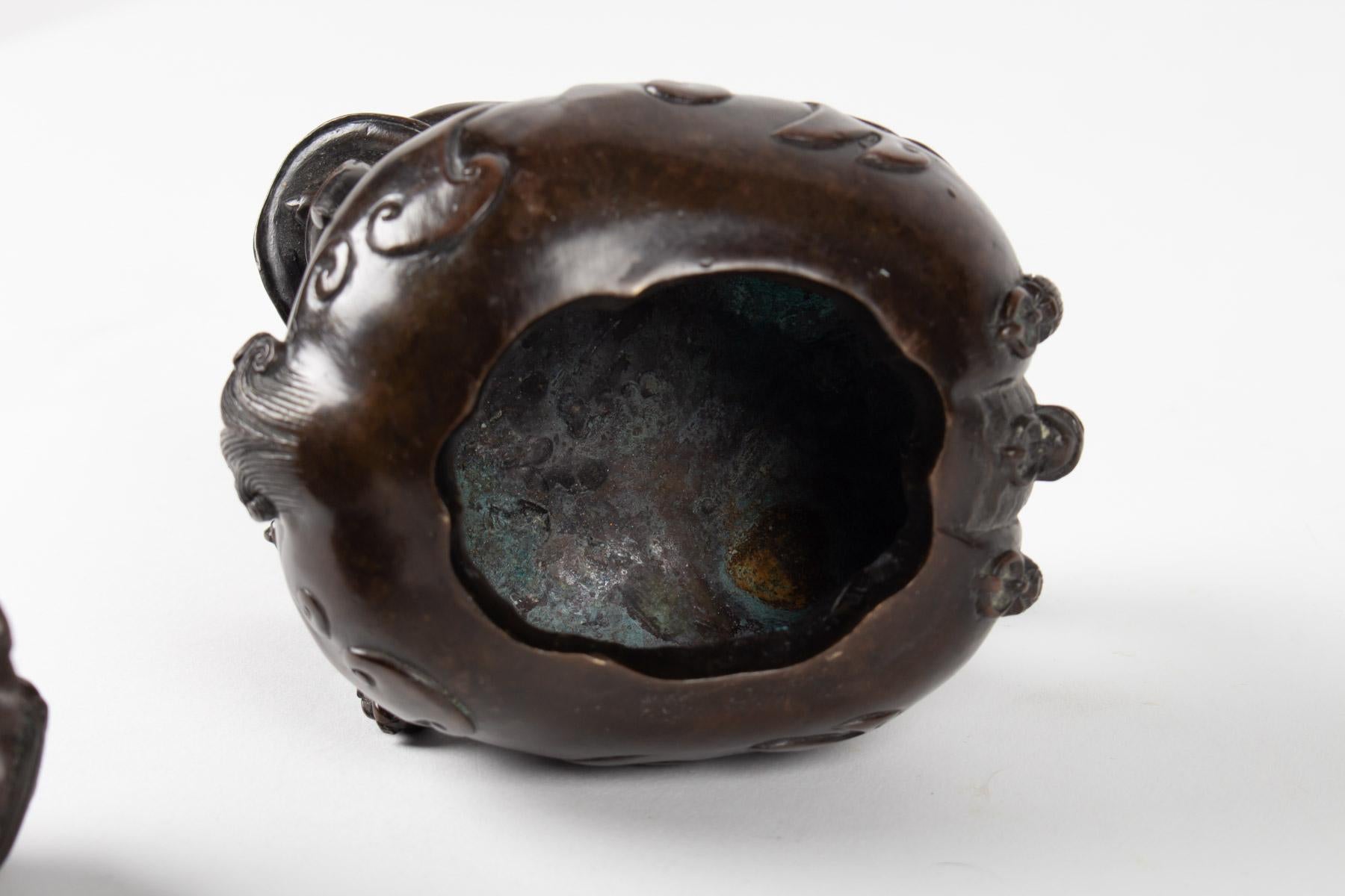 Chinese Bronze Bixie-Form Two-Section Censer 4