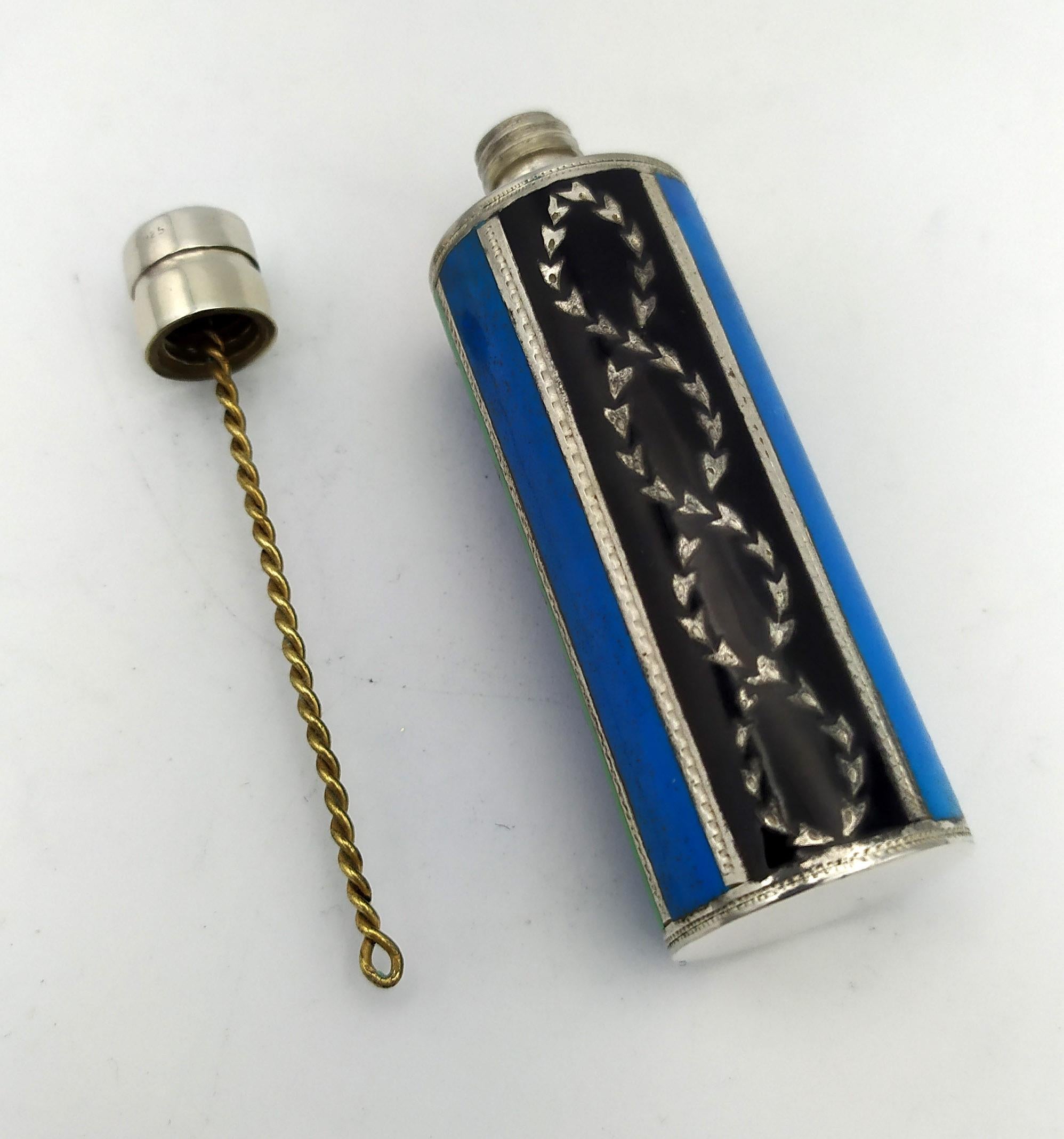 Parfümhalter 3 Farben gebrannt  Emaille auf guillochiertem Salimbeni. (Sterlingsilber) im Angebot