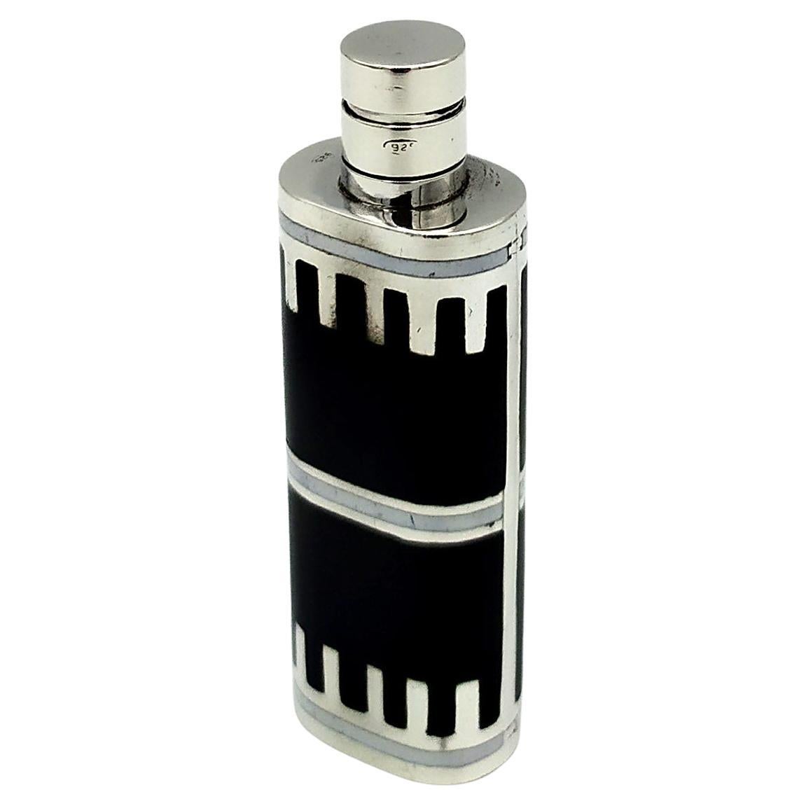 Perfume Holder Art Deco fired enamel on guilloche Salimbeni.