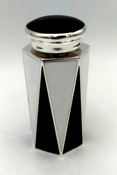Sechseckiger Parfümhalter in Schwarz und Weiß im Art-déco-Stil 925 Salimbeni