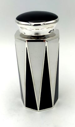 Vintage Perfume Holder Black and White Art Deco style octagonal base 925 Salimbeni