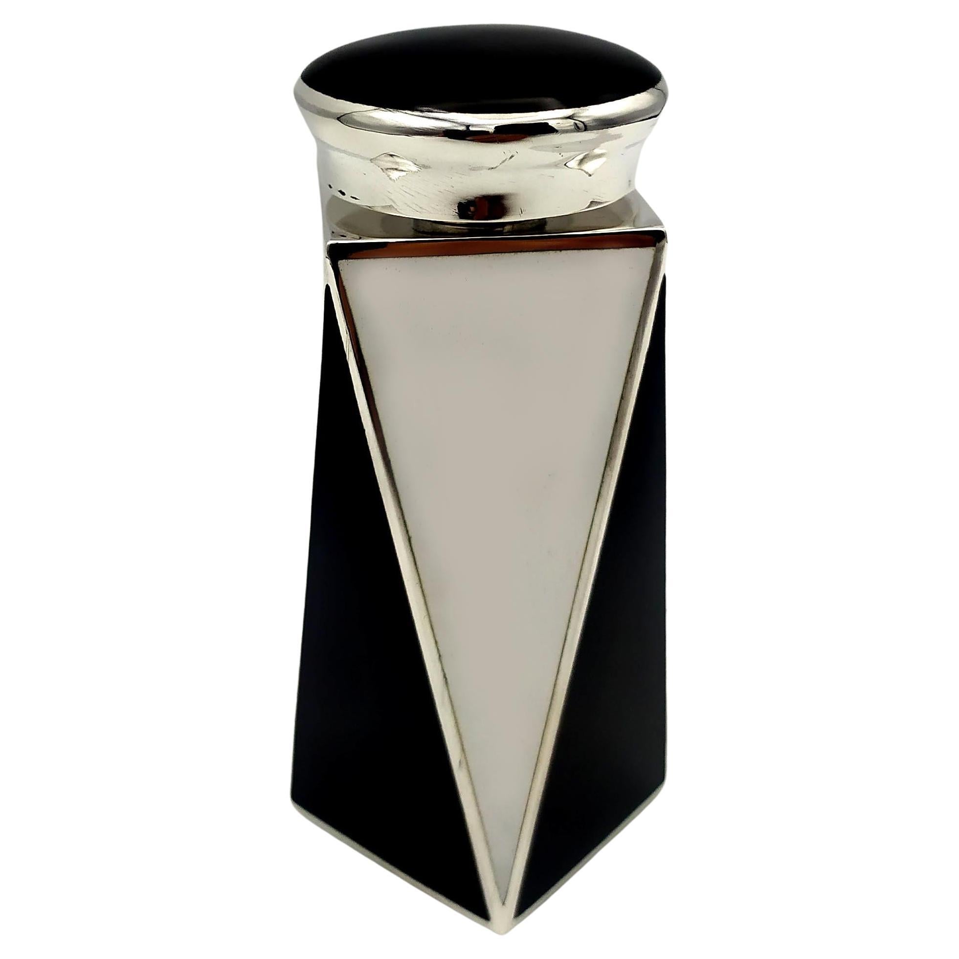 Perfume Holder Black and White Art Deco style Squared base 925 Salimbeni For Sale