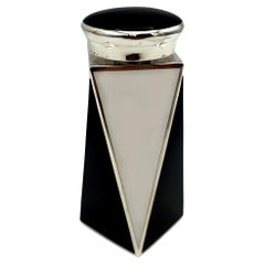Vintage Perfume Holder Black and White Art Deco style Squared base 925 Salimbeni