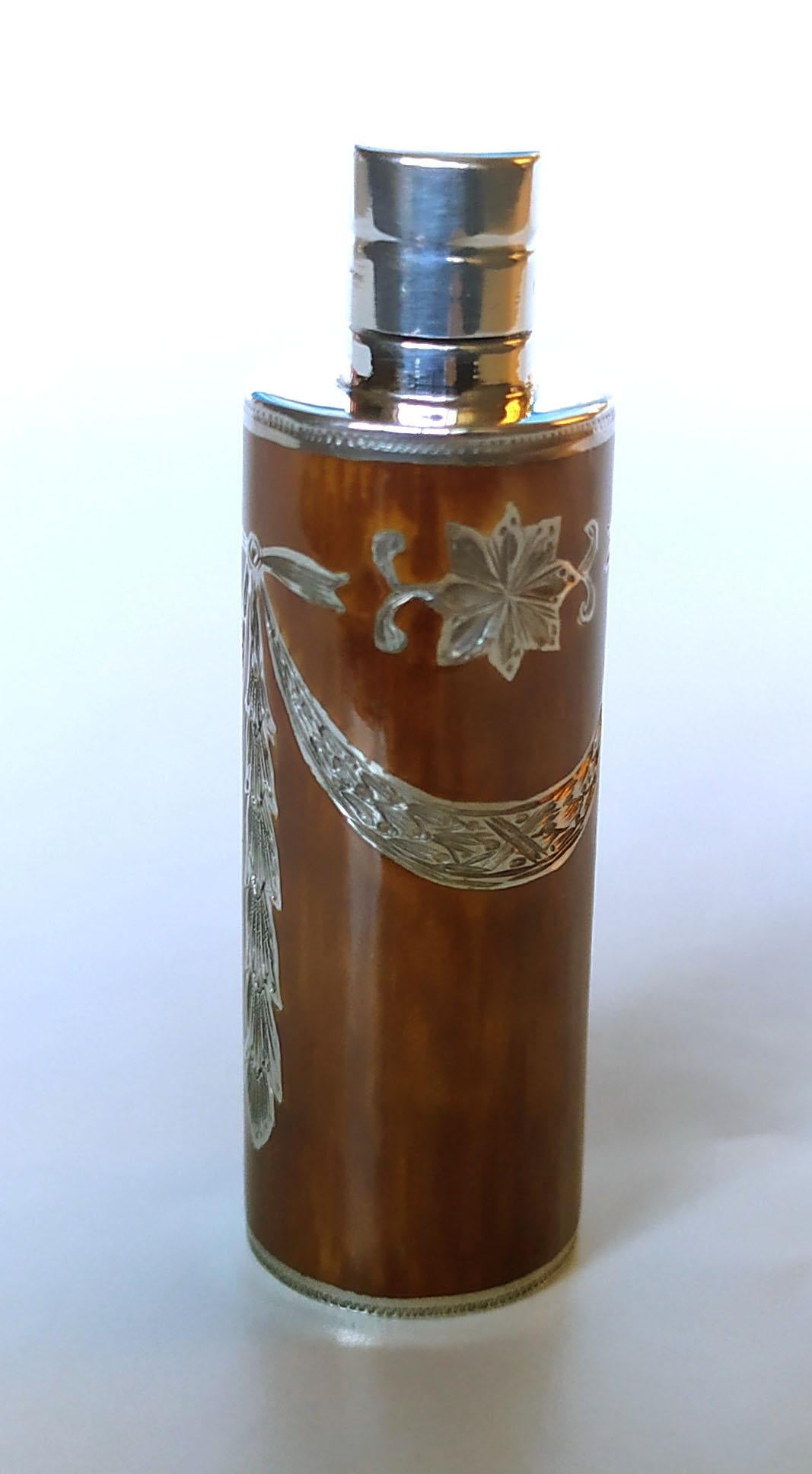 Napoleon III Perfume holder Empire style ornaments enamel like wood Sterling Silver Salimbeni For Sale