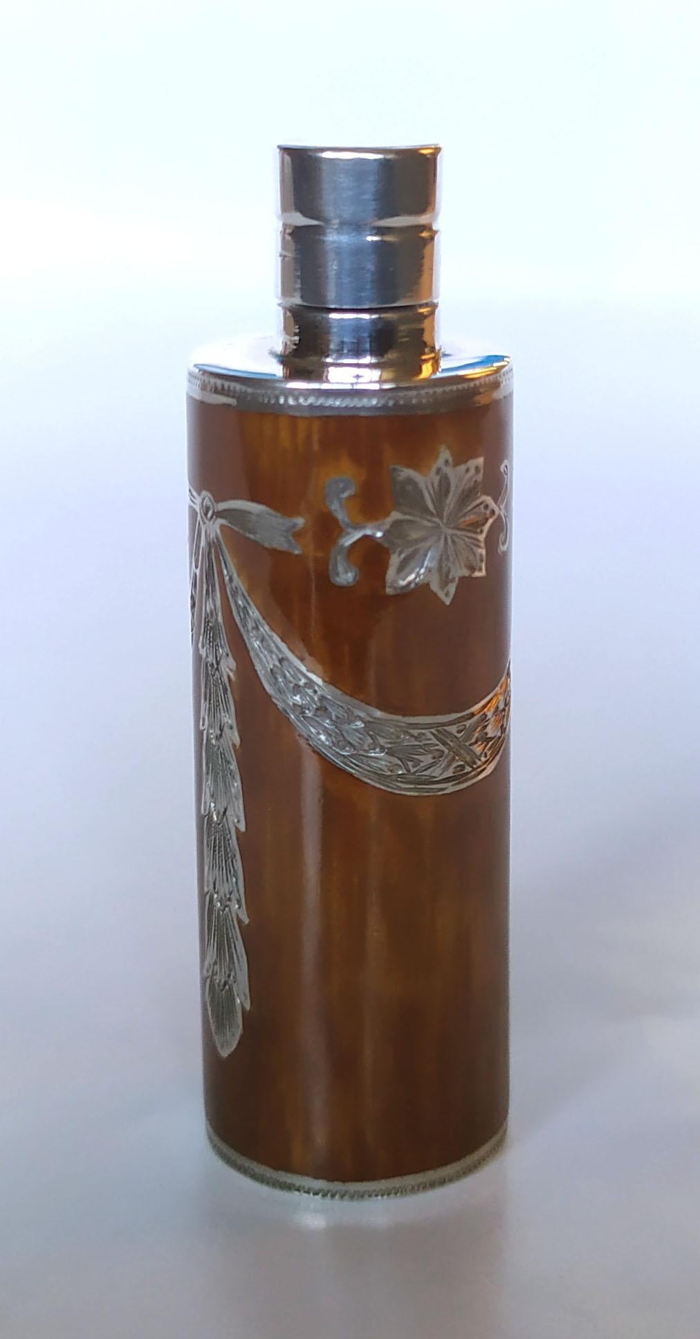 Italian Perfume holder Empire style ornaments enamel like wood Sterling Silver Salimbeni For Sale