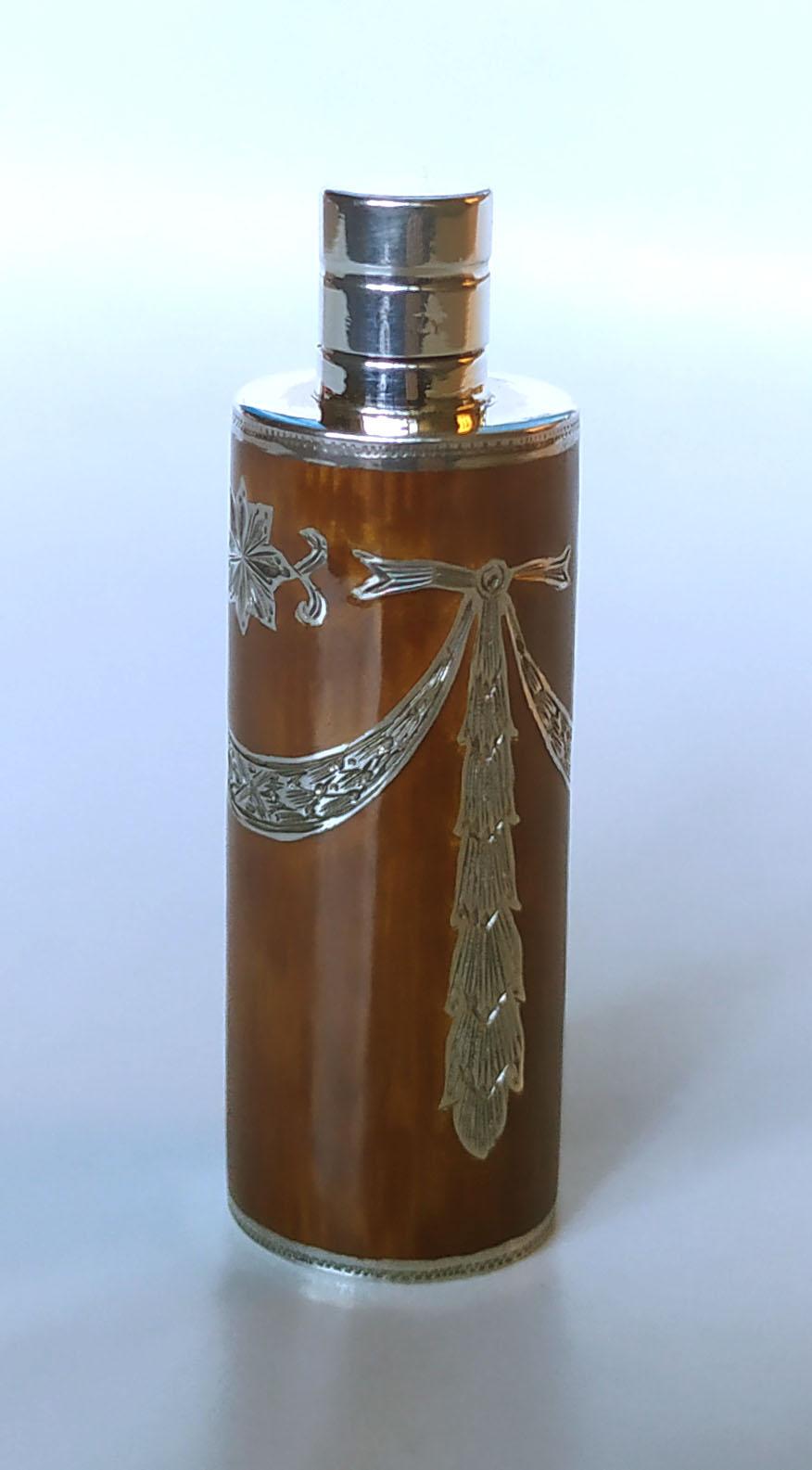 Late 20th Century Perfume holder Empire style ornaments enamel like wood Sterling Silver Salimbeni For Sale