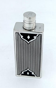 Perfume Holder Handbag Silver Sterling enamel stripes Art Deco style Salimbeni