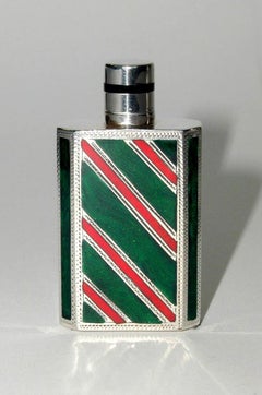 Perfume Holder Handbag Silver Sterling oblique stripes Art Deco style Salimbeni