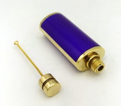 Parfümhalter ovalblau gebrannt Emaille auf guillochiertem Salimbeni.