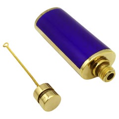 Perfume Holder oval blue color fired enamel on guilloche Salimbeni.