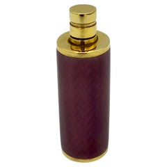 Perfume Holder oval brown color fired enamel on guilloche Salimbeni.