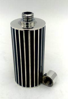 Perfume Holder with black stripes enameled  Art Deco style Salimbeni.