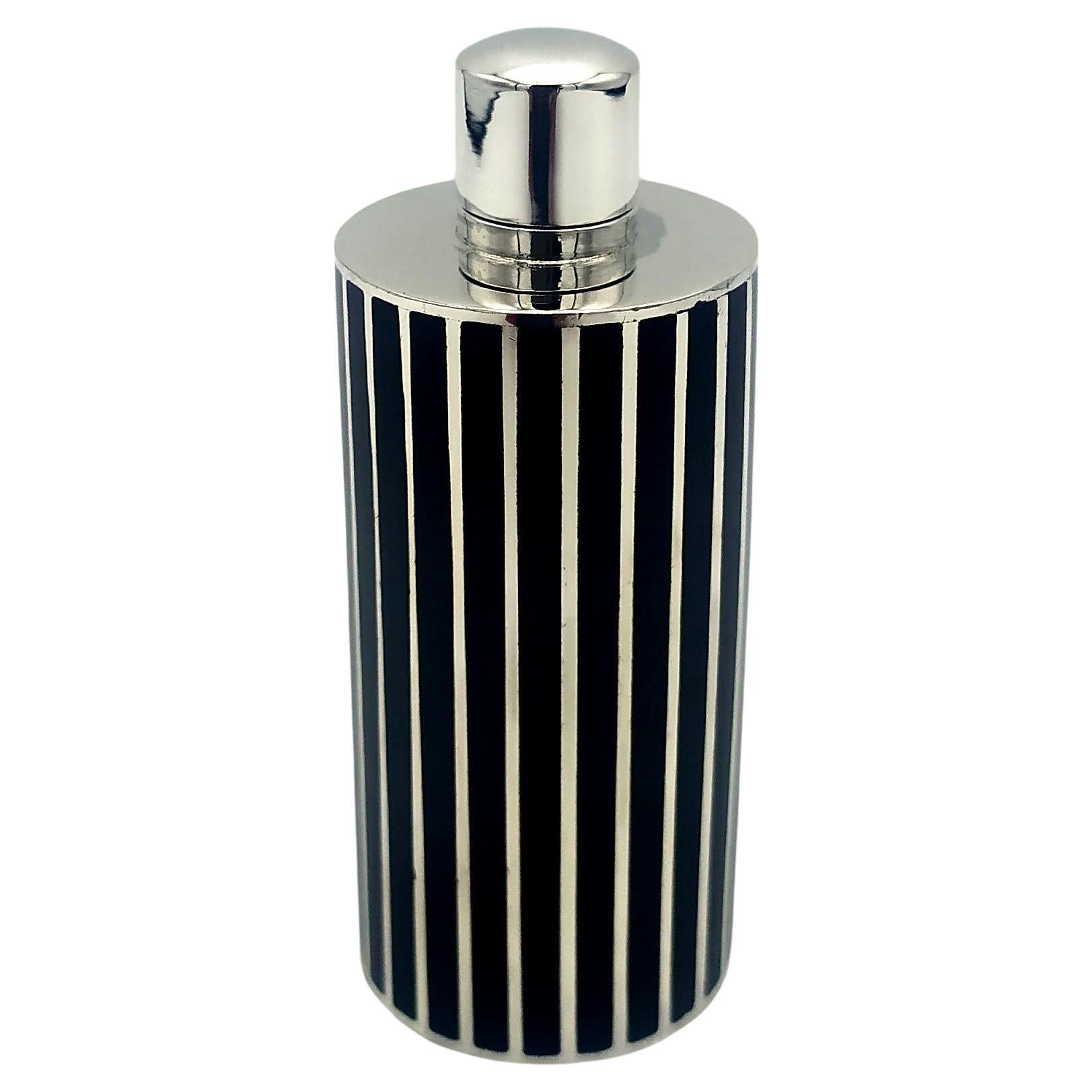 Perfume Holder with black stripes enameled  Art Deco style Salimbeni.