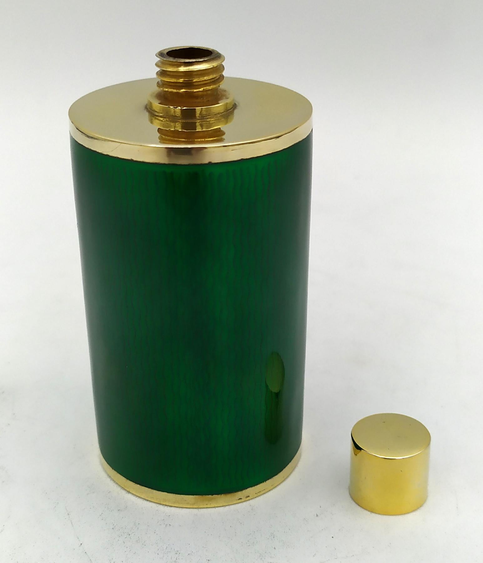 Modern Perfume Holder with translucent enamel fired on guilloche Salimbeni.