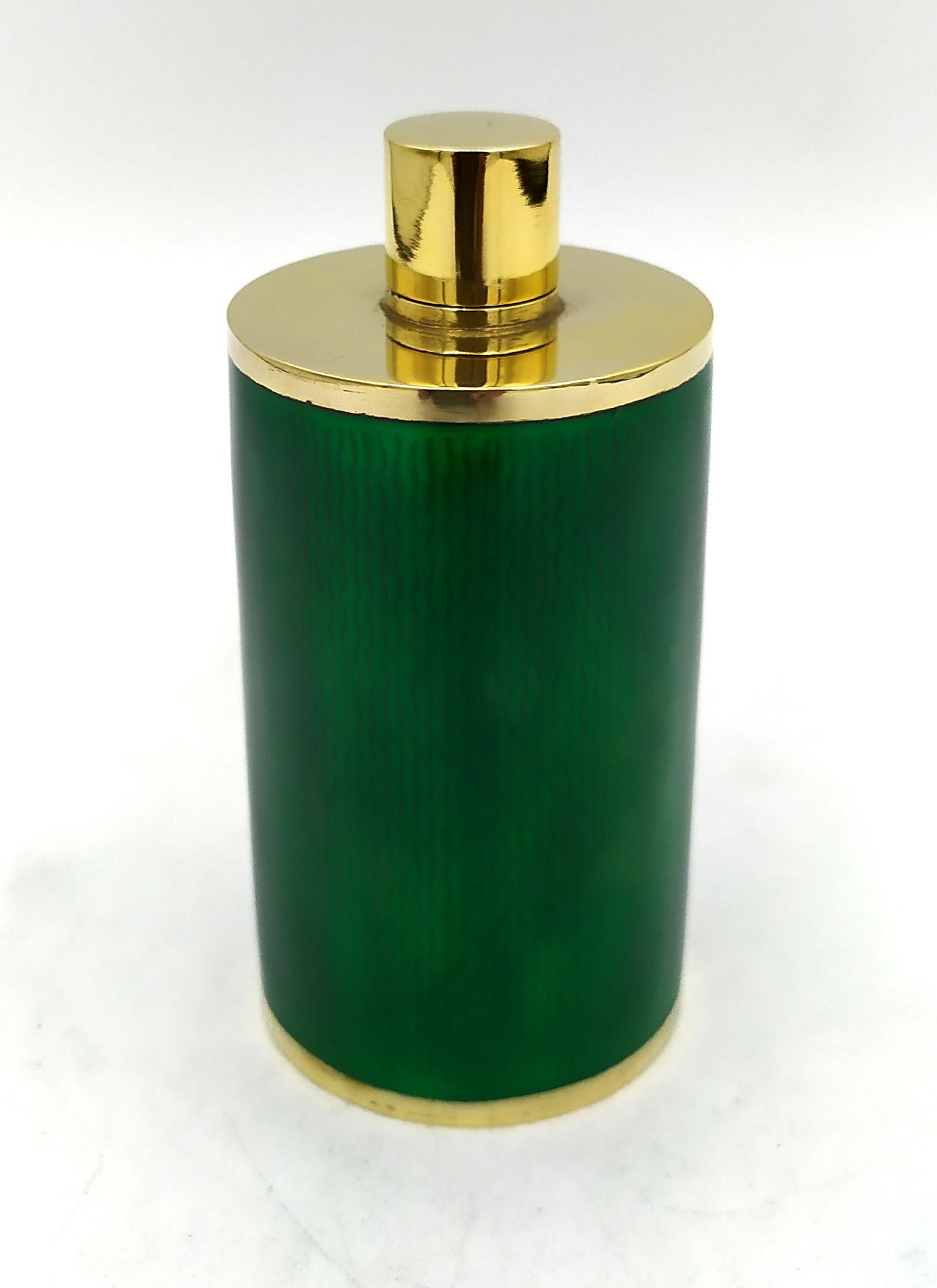 Italian Perfume Holder with translucent enamel fired on guilloche Salimbeni.