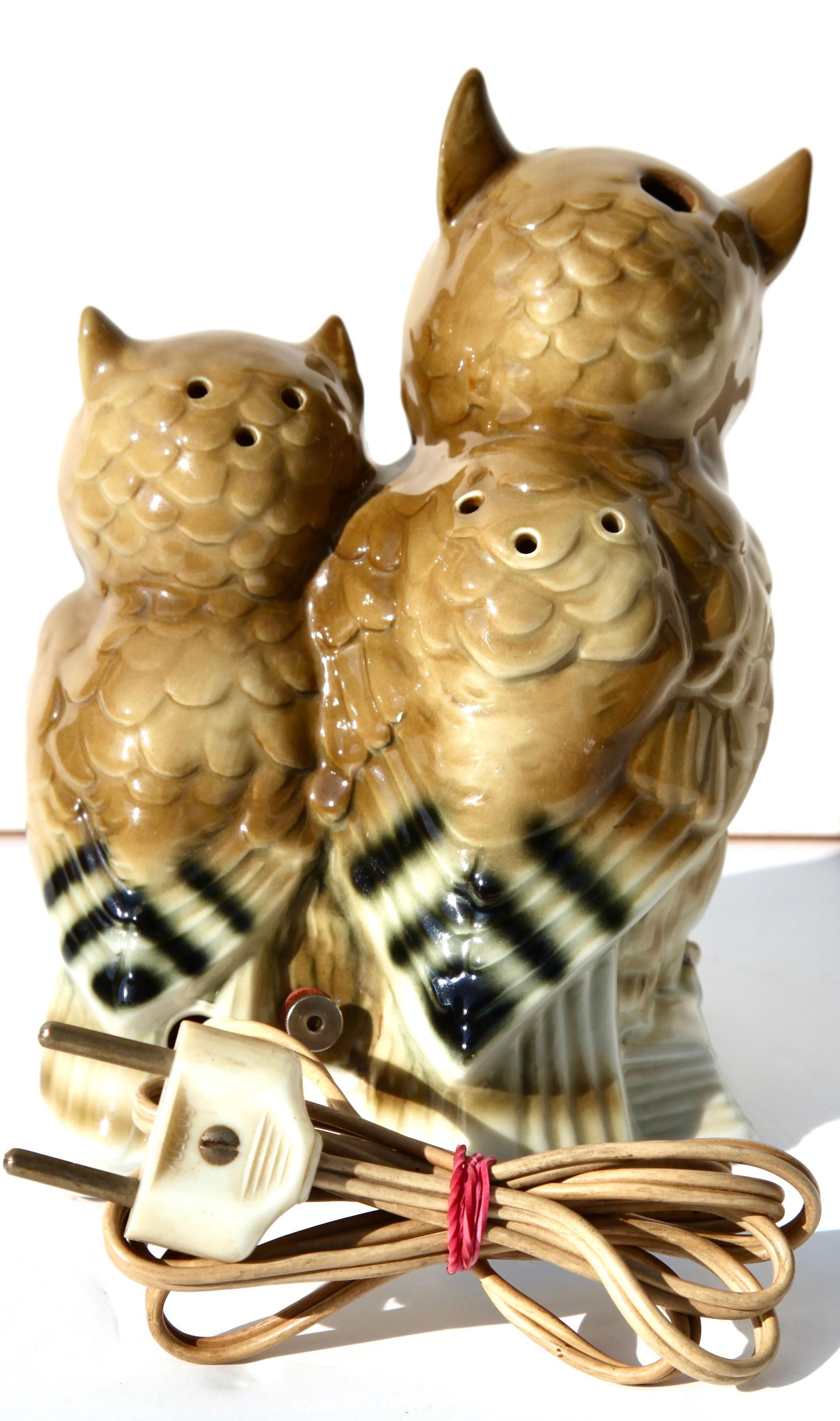 Perfume Lamp Mother Owl and Chick by Carl Scheidig/Gräfenthal, Germany, 1930s In Good Condition In Verviers, BE