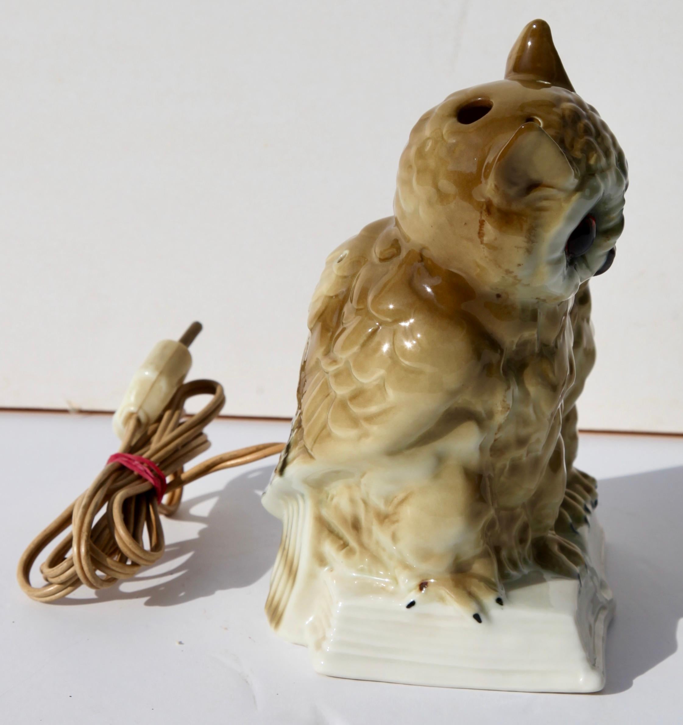 Ceramic Perfume Lamp Mother Owl and Chick by Carl Scheidig/Gräfenthal, Germany, 1930s
