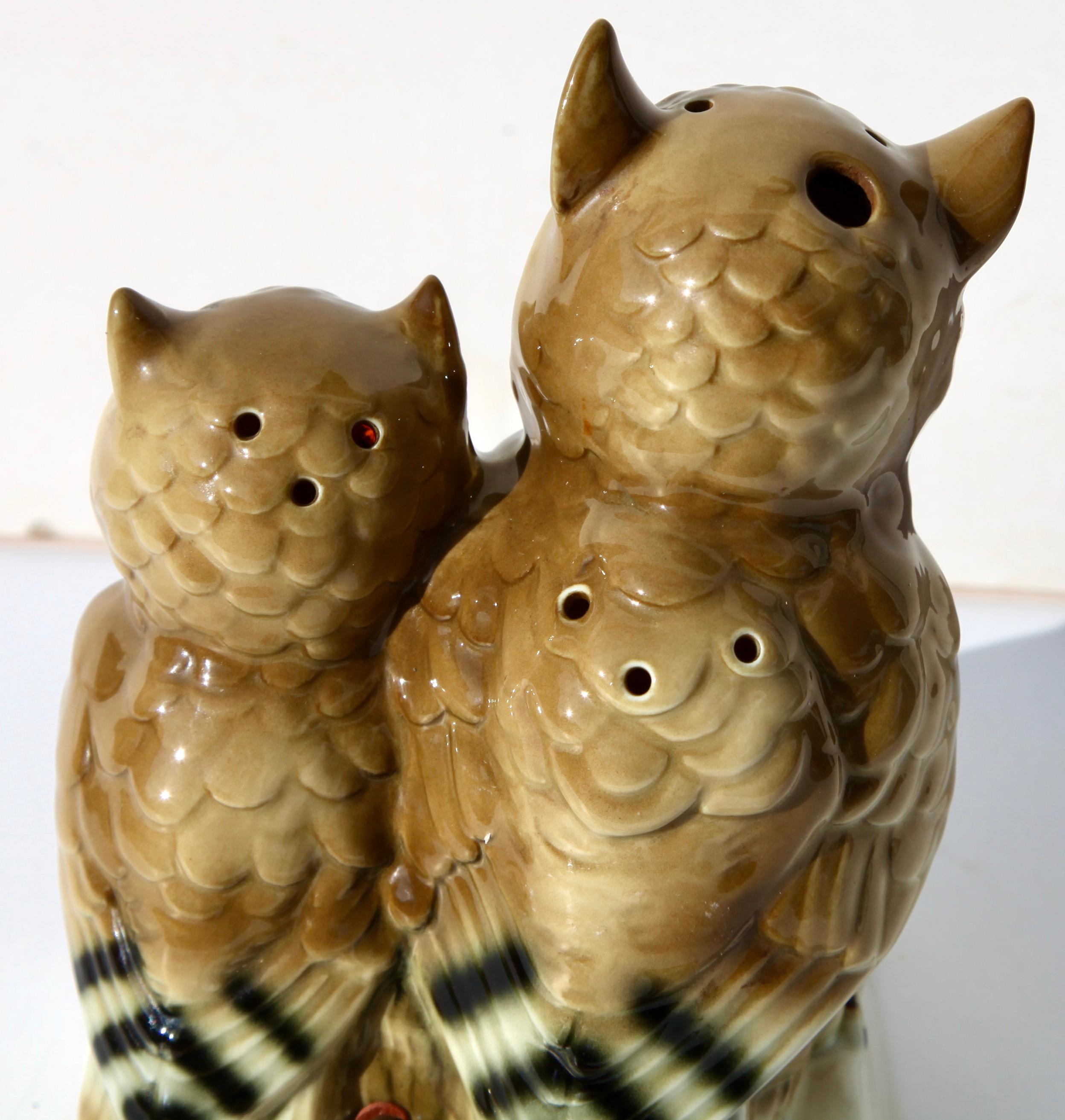 Perfume Lamp Mother Owl and Chick by Carl Scheidig/Gräfenthal, Germany, 1930s 1