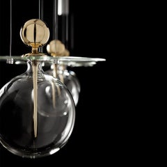 Perfume Sphere, Melogranoblu, Suspension Lamp, Blown Glass, Anodized Aluminum